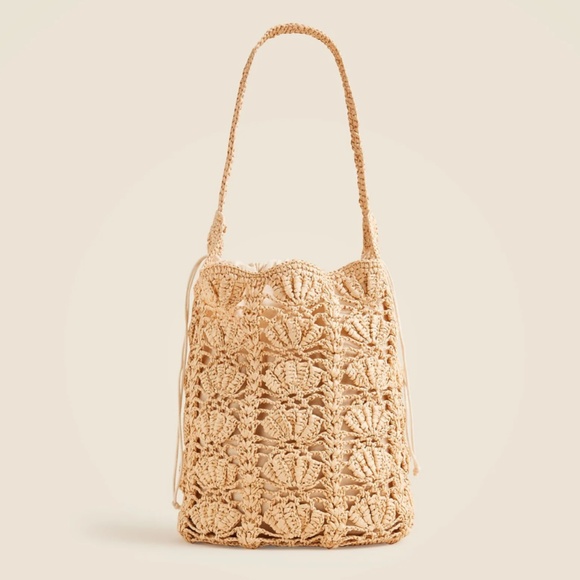New JCREW Handknotted Faux-Raffia Bucket Bag in Natural $128 CH251 - Picture 1 of 8
